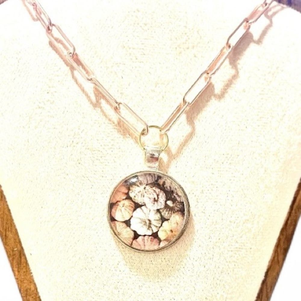 Fall Pumpkins Thanksgiving Charm Pendant Paper Clip Chain Necklace